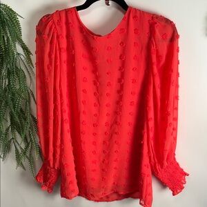 Chic Coral Women's Blouse with Textured Design